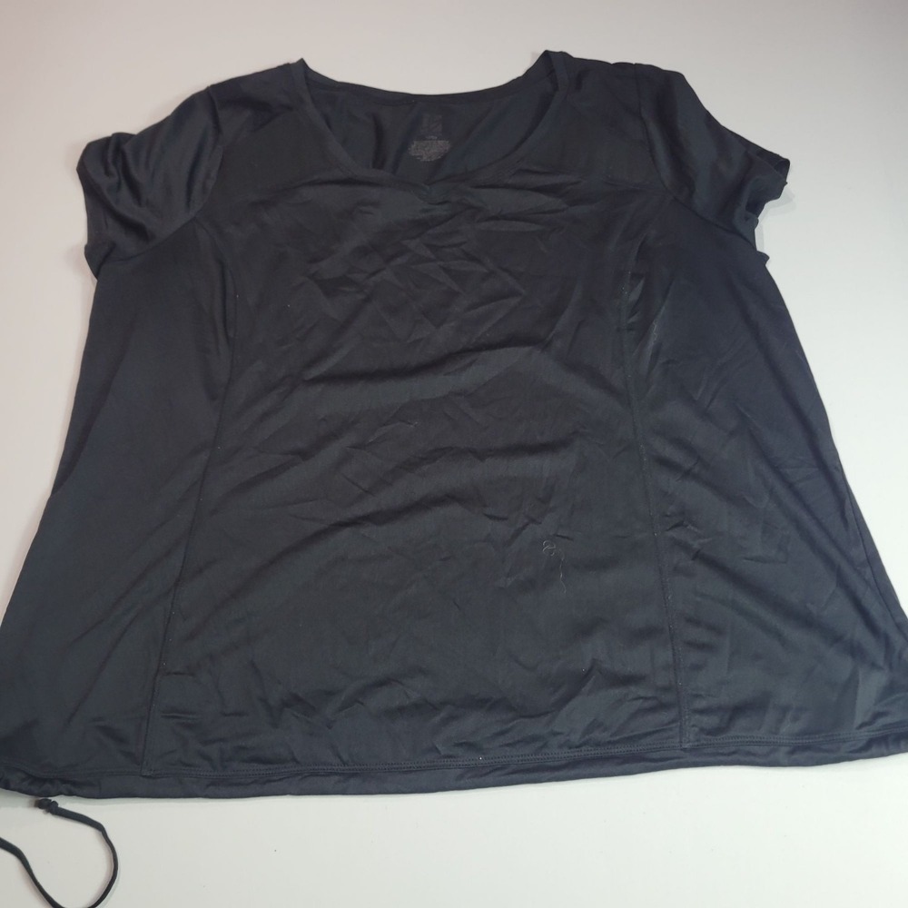 Black V-Neck Performance Activewear T-Shirt Womens Size XL